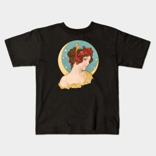 Dreamland, woman, new moon Kids T-Shirt